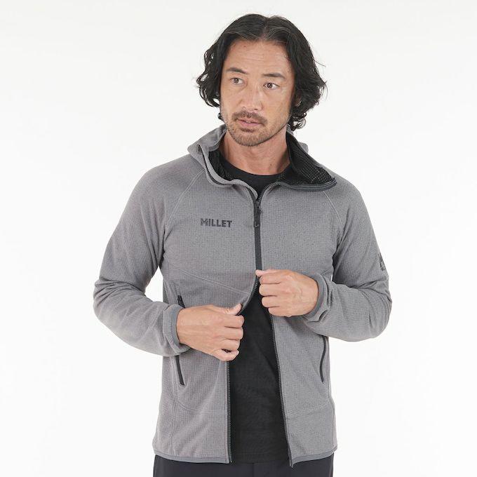 【グレー】ドライミックス ベアインレイ スウェットフーディ <NATIVE> (MENS) MILLET（ミレー） スウェットパーカー メンズ ドライ グリッド