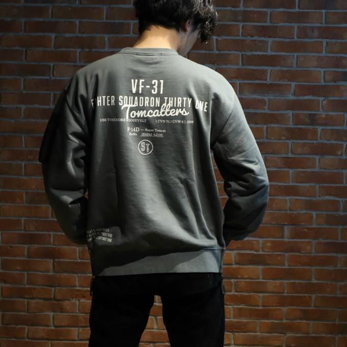 AVIREX×NBA アヴィレックス FADE WASH MIL. POCKET SWEAT フェイドウォッシュ ミリタリーポケット スウェット 7835132011 【ご自宅配送限定】‥ ☆AVIREX×NBA アヴィレックス FADE WASH MIL. POCKET SWEAT フェイド