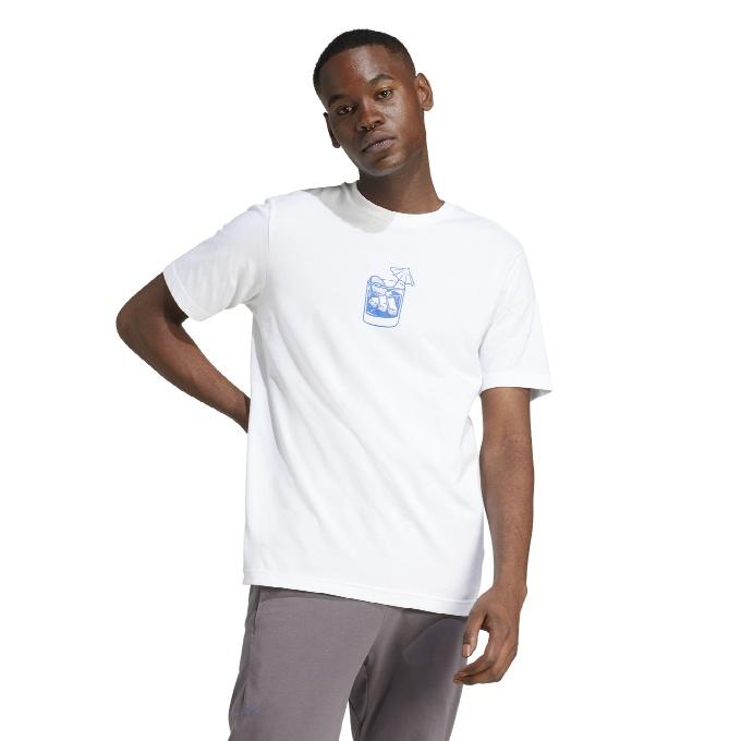 新品タグ付き★完売品★ストライプ半袖Tシャツ M ホワイト/ネイビー adidas（アディダス） Tシャツ 半袖 メンズ ラウンジ ドリンク