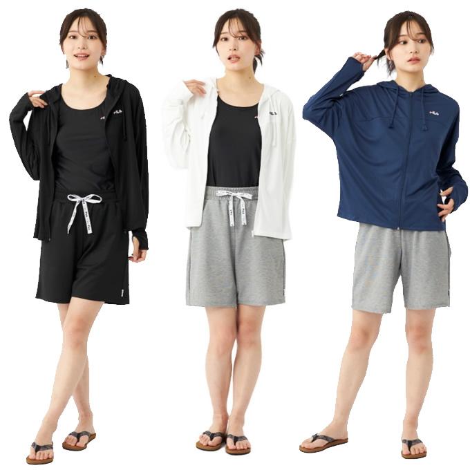 FILA（フィラ） 水着 タンキニ レディース 無地パーカ水着4点セット