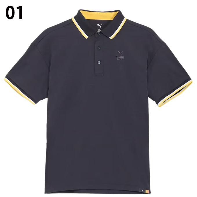 PUMA GOLF 長袖ポロシャツ ベージュ/ブラック PUMA（プーマ） ゴルフウェア ポロシャツ 半袖 メンズ FOG リブ カラー