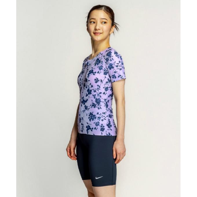 【美品】NIKE フィットネス　水着　M 紫　セパレート　スポーツ水着 NIKE ナイキ フィットネス水着 セパレート レディース 総柄半袖