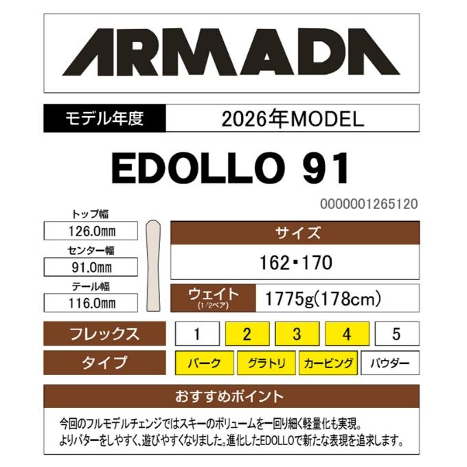 ARMADA（アルマダ） フリースタイルスキー板 メンズ レディース