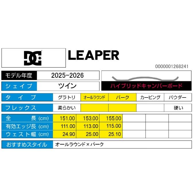 ディーシー DC スノーボード 板 メンズ リーパー LEAPER フリーライド
