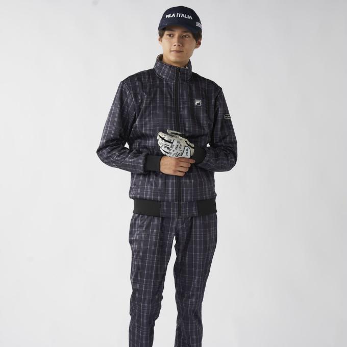 FILAフィラ メンズL 2024年秋冬モデルガンクラブチェック上下セットアップ FILA（フィラ） ゴルフウェア ブルゾン メンズ チェックボンディング