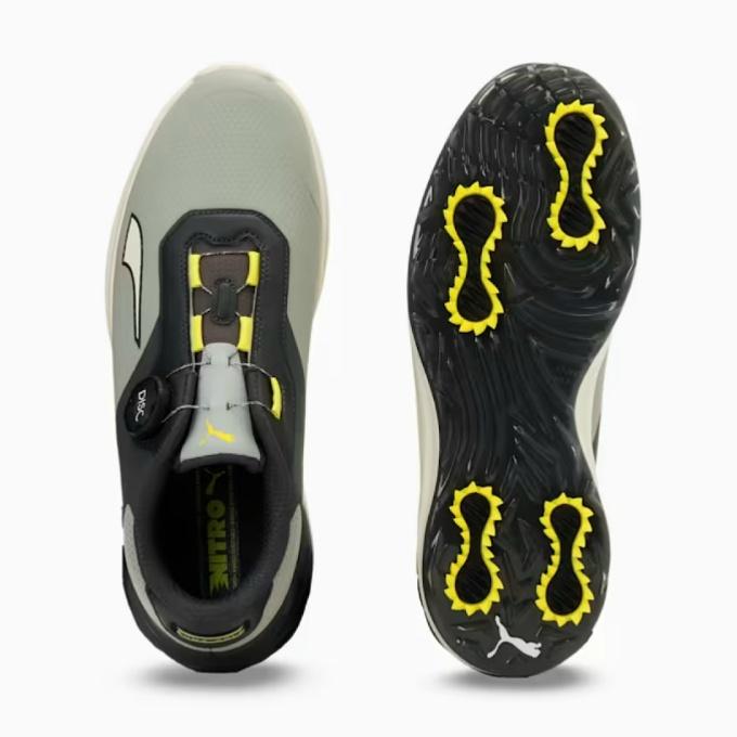 プーマ ニトロディスク スパイクレスゴルフシューズ 26.5（グレー/イエロー） PUMA（プーマ） ゴルフシューズ スパイクレス メンズ パワーアセンド