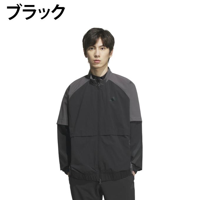 ブラック&ホワイト ゴルフ ジップアップジャケット 日本製 M ブラック