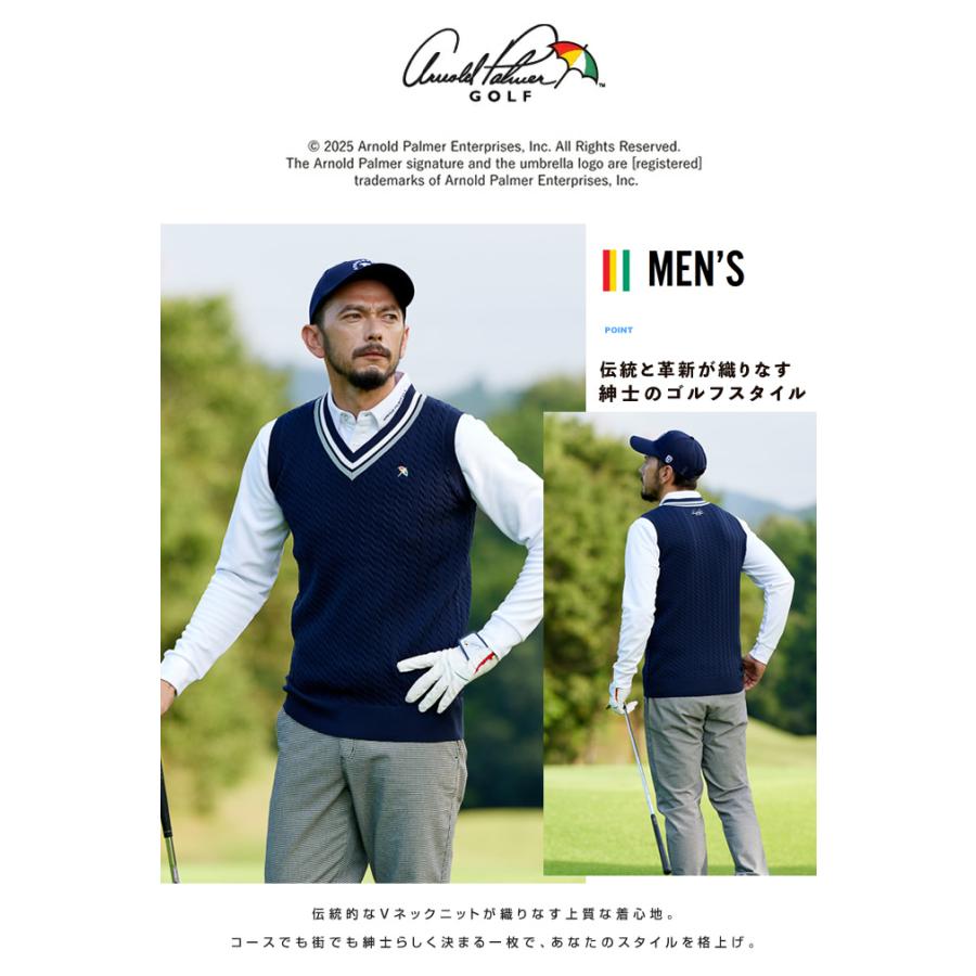 新品 ラッセルノ ゴルフ　RUSSELUNO GOLF Vネック　ニットベスト Arnold Palmer（アーノルドパーマー） ゴルフウェア ニットベスト