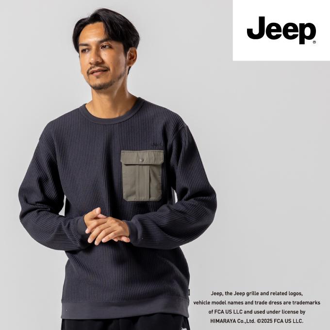 D&G ブラック サーマルニット Jeep（ジープ） Tシャツ 長袖 メンズ レディース サーマルニット PO