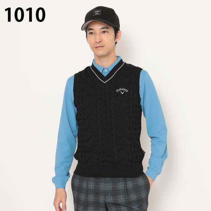 【メール便送料無料】キャロウェイ ゴルフウェア ニットベスト メンズ Vネックケーブルニットベスト C25219100 【国内正規品】【2025年秋冬モデル】 od Callaway（キャロウェイ） ゴルフウェア ニットベスト メンズ Vネック