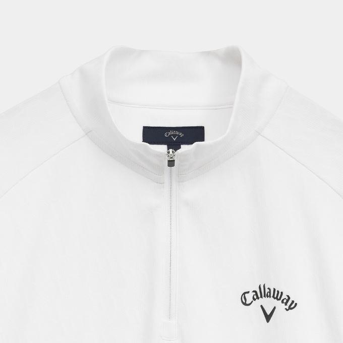 G5961*Callaway キャロウェイ☆ハーフジップ☆ゴルフウェア☆白☆S