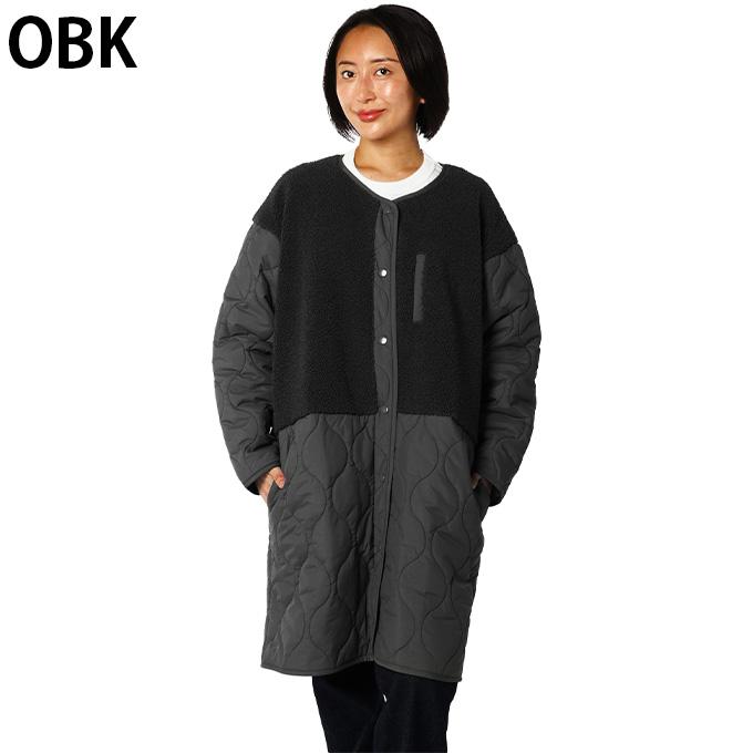 アンドライフ ロングコート ボア切替キルトノーカラー AL451105E72