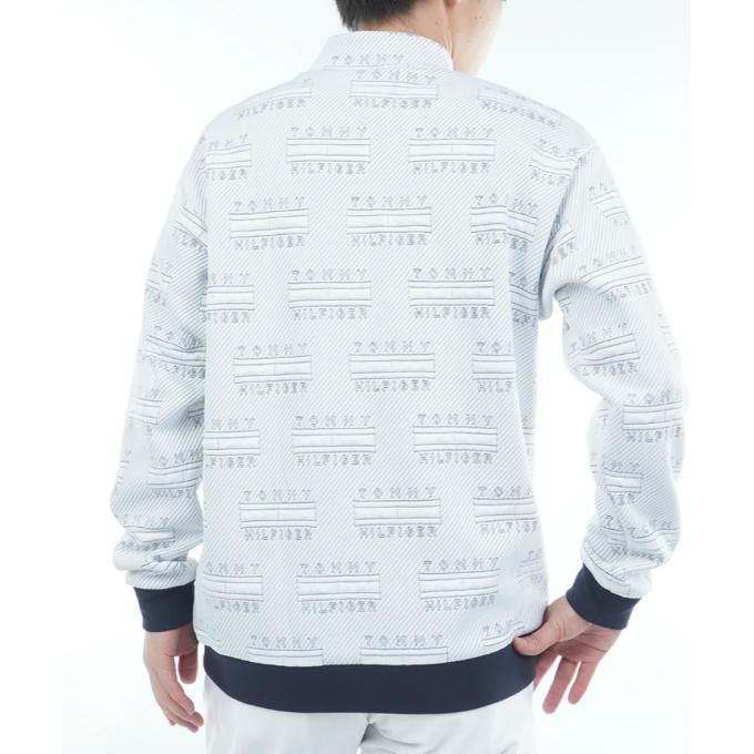 モックネックスウェット【L寸】オフホワイト　トミーヒルフィガー 　thma575 トミーヒルフィガー]メンズ ジャガードキルト モックネックスウェット