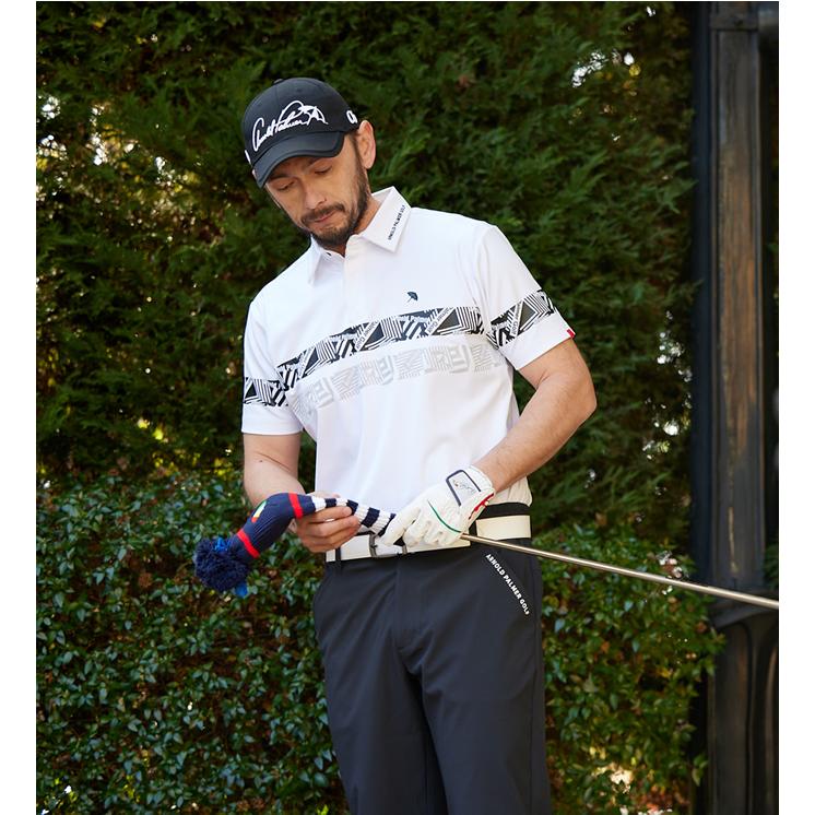 ARNOLD PALMER ゴルフシャツ 2XO 黒＆白 Arnold Palmer（アーノルドパーマー） ゴルフウェア ポロシャツ 半袖