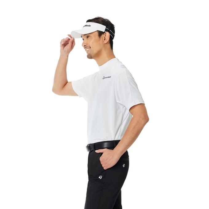 テーラーメイド:メンズ:Lサイズ:サイドブロック半袖モックシャツ:白 TaylorMade（テーラーメイド） ゴルフウェア 半袖シャツ メンズ
