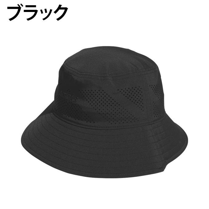 ロゴ入り黒バケットハット adidas（アディダス） ゴルフ ハット メンズ レディース メタル ロゴ