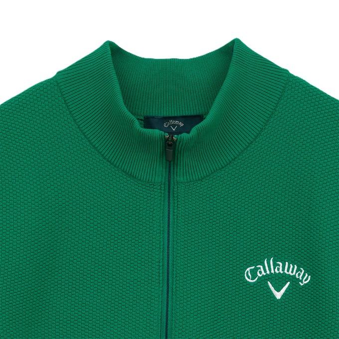 Callaway ダークグリーン ハーフジップウェア Callaway（キャロウェイ） ゴルフウェア 半袖シャツ メンズ カノコ編み