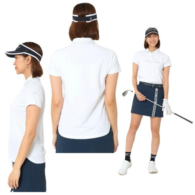 Callaway DRYSPORT 半袖ポロシャツ ゴルフウェア ボーダー Callaway（キャロウェイ） ゴルフウェア ポロシャツ 半袖 レディース