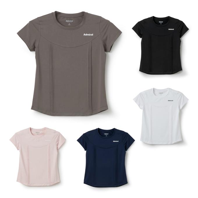 Admiral テニスTシャツ ホワイト パープル　Mサイズ Admiral（アドミラル） テニスウェア Tシャツ 半袖 レディース