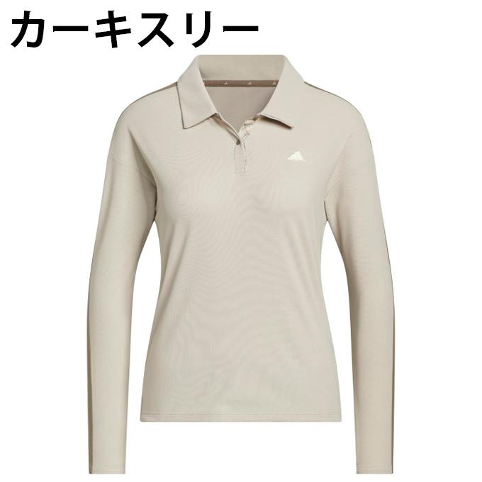新品 Sアディダスゴルフ スリーストライプ長袖ポロ × パンチングフレアスカート adidas（アディダス） ゴルフウェア ポロシャツ 長袖 レディース