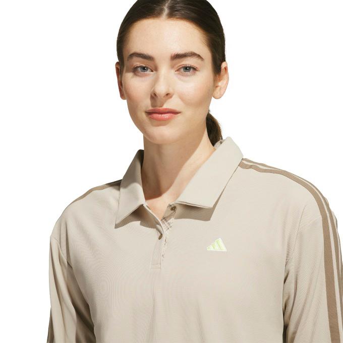 新品 Sアディダスゴルフ スリーストライプ長袖ポロ × パンチングフレアスカート adidas（アディダス） ゴルフウェア ポロシャツ 長袖 レディース