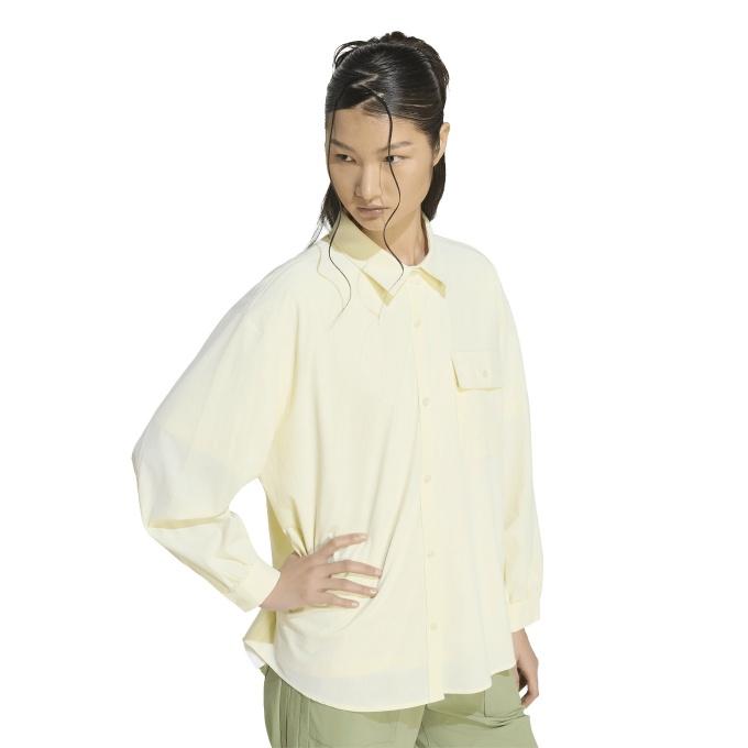 人気完売商品 archivio 長袖シャツ 新品未使用タグ付き 春トップスM adidas（アディダス） ボタンシャツ 長袖 レディース COOL UV 襟付き