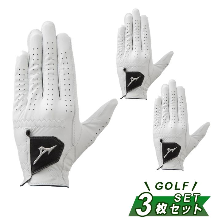 MIZUNO（ミズノ） ゴルフ 左手用グローブ 3枚セット メンズ 強革0.8 