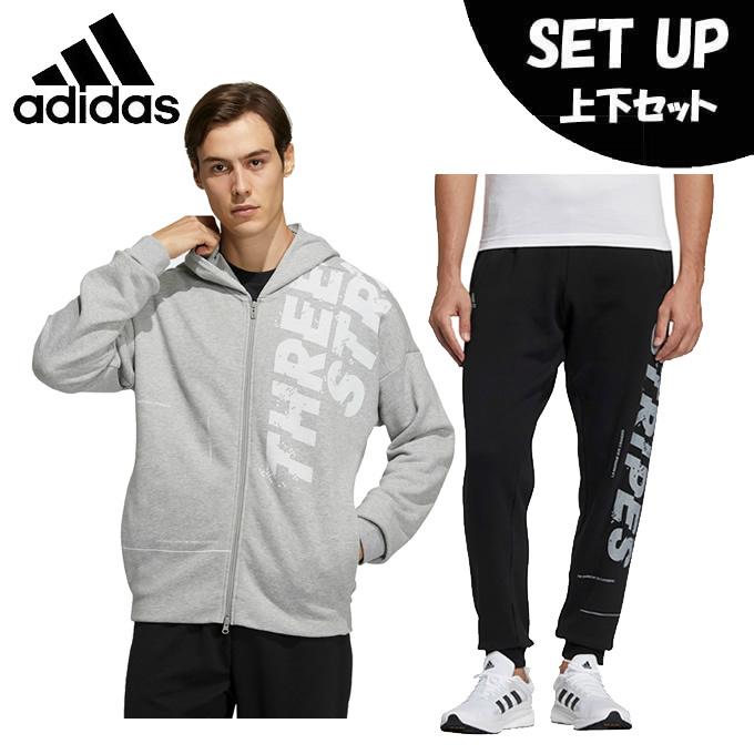 メーカー公式 アディダス スポーツウェア スウェット 上下セット メンズ Wording スウェットパンツ フルジップフーディ Wording H Adidas 243 245 Gl8704