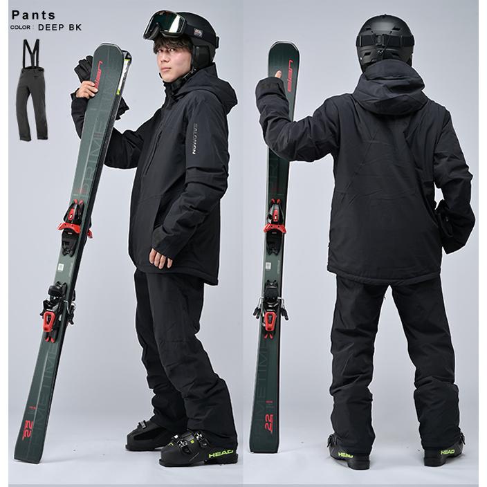 Salomon スキーウェア 黒 サスペンダー付き SALOMON（サロモン） スノーボードウェア 上下セット メンズ ハイ
