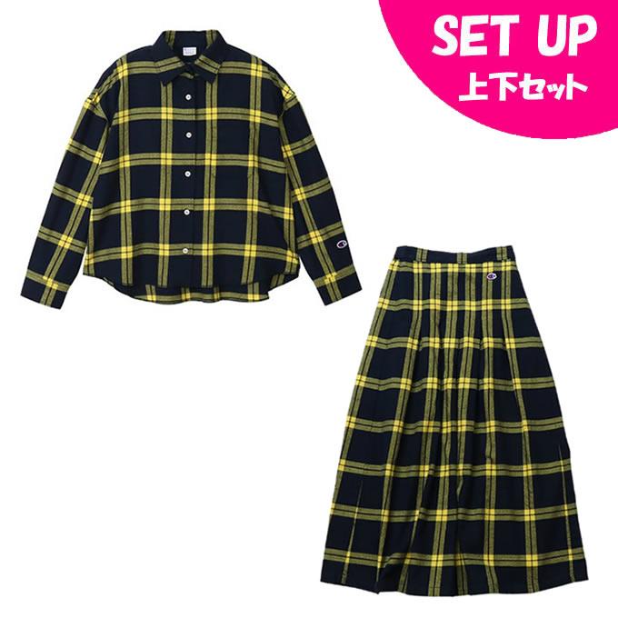 Champion（チャンピオン） 長袖シャツ チェックスカート セット