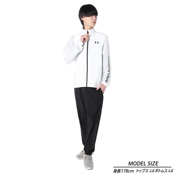 UNDER ARMOUR ジャケット ホワイト/ブラック メンズXL UNDER ARMOUR（アンダーアーマー） ウインドブレーカー 上下セット