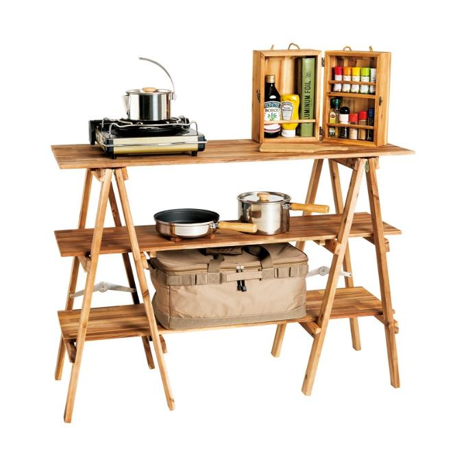 visionpeaks アカシアキッチンラック(オプションテーブル付き) KITCHEN RACK【アカシアキッチンラック 】