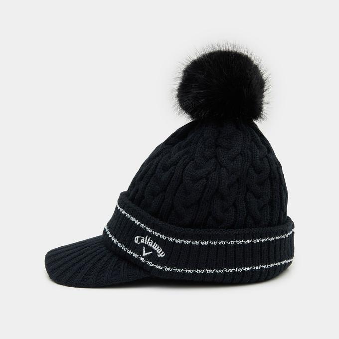 【Callaway キャロウェイ】ニット帽＆ネックウォーマー　ブラック　ゴルフ Callaway（キャロウェイ） ゴルフ ニット帽 レディース ツバ付き