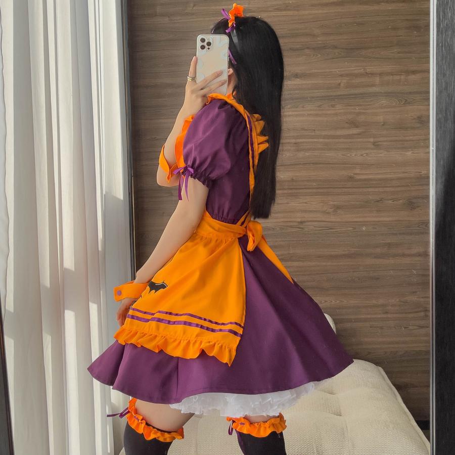 在庫あり メイド服 コスプレ レディース コスチューム ロイヤルメイド 上下セット かわいい 可愛い 仮装 エプロン 魔女 クラシカル ワンピース  大きいサイズ ハロウィン メイド服