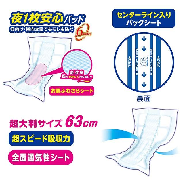 大人用紙おむつ オムツパット 大王製紙 アテント 夜１枚安心パッド 6回吸収 ケース(24枚×3袋) 大人用おむつ 尿とりパッド 尿漏れパッド 夜一枚  :d-5075:ひまわり・介護用品専門店 - 通販 - Yahoo!ショッピング