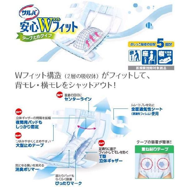 サルバ 大人用紙おむつ 白十字 P.Uサルバ安心Wフィット テープタイプ