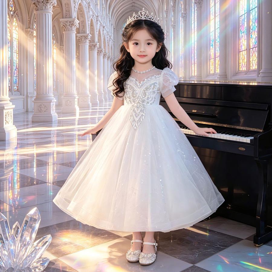 子供ドレス ブルー ピアノ発表会 女の子 女児ドレス キッズドレス
