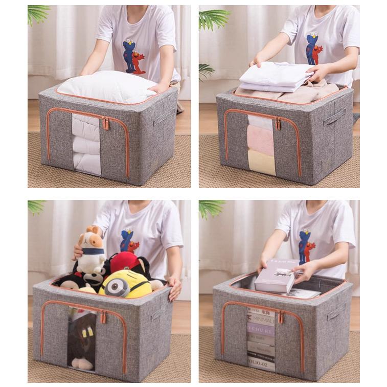 収納ボックス 折りたたみ 窓付き 66L容量 選べる2色 50*40*33cm サイド