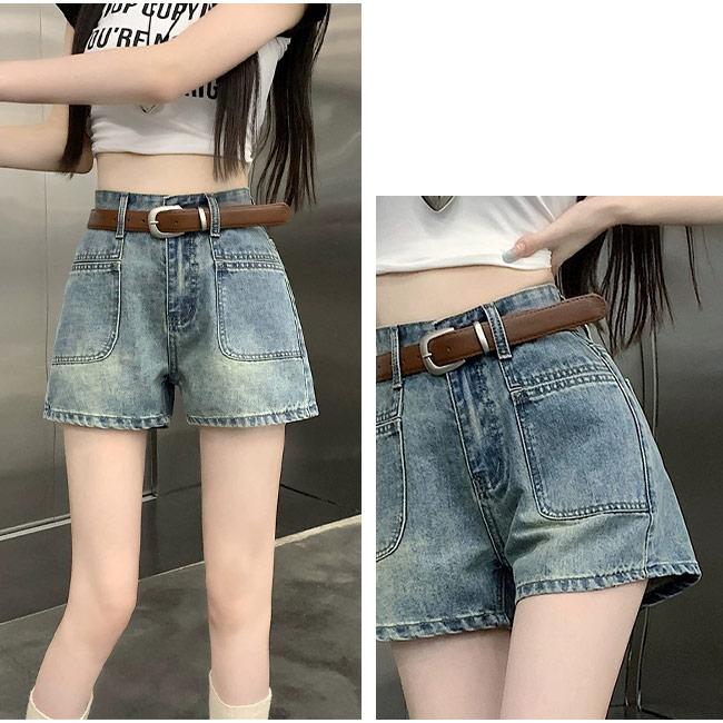 ショートパンツ レディース デニム ハイウエスト プレゼント