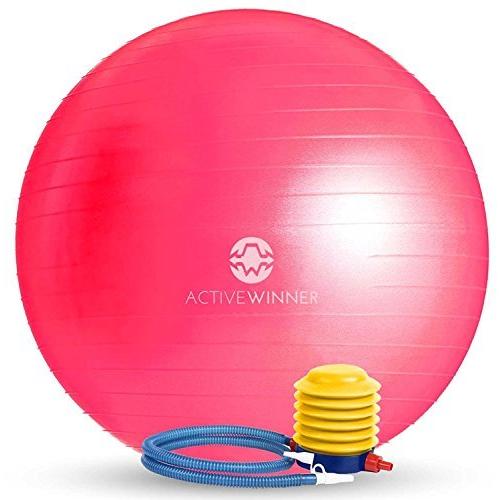 1034円 激安 超特価 Active Winner バランスボール 65cm ピンク アンチバースト 分厚い 滑り止め加工 フットポンプ付 ヨガ ピラティス 筋トレ