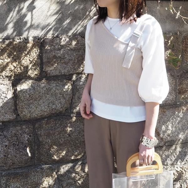 リブ編みワンショルニット 五分袖tシャツセット 4colors レディース トップス アンサンブル 重ね着 ワンショルダー ニット ビスチェ 春 夏 Tsht0009 11 Tsht0009 11 Ranie 通販 Yahoo ショッピング