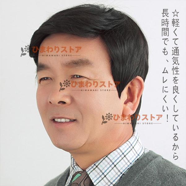 医療用ウィッグ メンズ ウィッグ ショートウィッグ 医療用ウィッグ 白髪隠しウィッグ 耐熱 自然 ナチュラル 黒髪 男性 薄毛隠し 40代50代60代 髪ネット付 父の日|himawari2-store|02