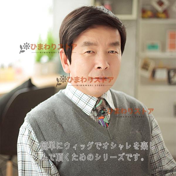 医療用ウィッグ メンズ ウィッグ ショートウィッグ 医療用ウィッグ 白髪隠しウィッグ 耐熱 自然 ナチュラル 黒髪 男性 薄毛隠し 40代50代60代 髪ネット付 父の日|himawari2-store|03