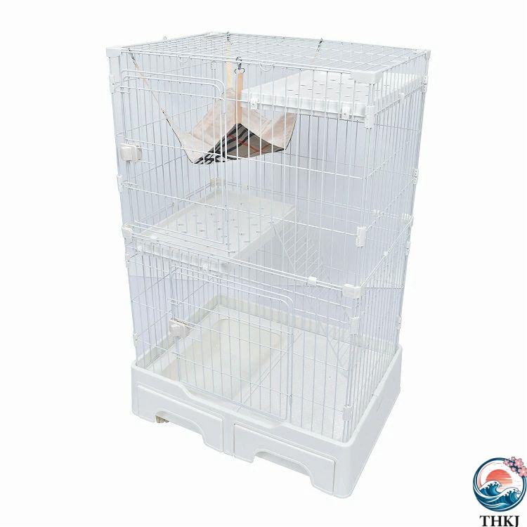 キャットケージ 猫ケージ 猫ハウス ハンモック付 トイレ付き THKJ 引き出しトレー キャスター付 3段 自由組み合わせ 大型 お手入れ簡単 使いやすい 快適の画像