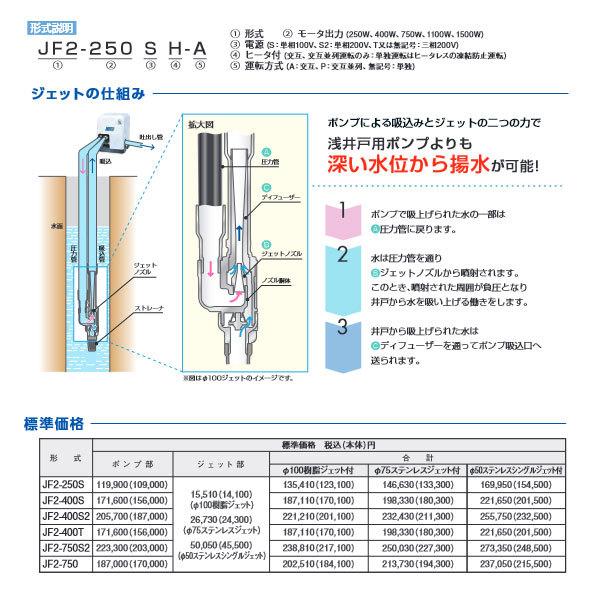 川本ポンプ JF2-250S カワエースジェット 浅深井戸用ポンプ本体 :JF2