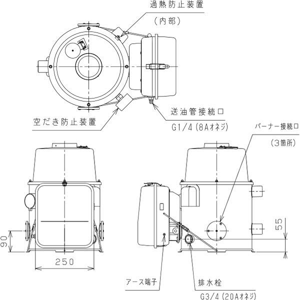 在庫あり 長府 石油風呂釜 JPK-N6 50Hz専用バーナーBM-76付 (タンク無し) 追い炊き - 4