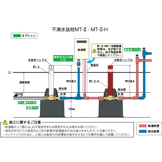 公式専門店 在庫有り 湯抜栓 MT-2-H-20080 接続口20mm×0.8m 給湯用不凍水抜栓 MT-II-H 本体のみ 竹村製作所