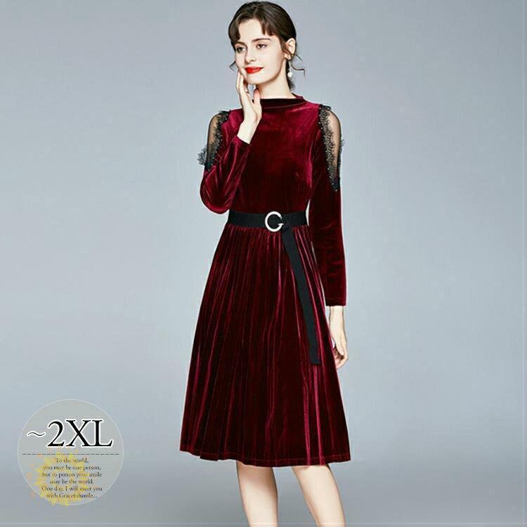 当日発送 ワンピース 長袖 プリーツ ウエストマーク 光沢 セレブスタイル お出かけファッション 女子旅 ママ きれいめ リゾート キレイ目 ドライブ 可愛い 清楚 Wgg12 ブランドグッズ Oxleyleasing Com