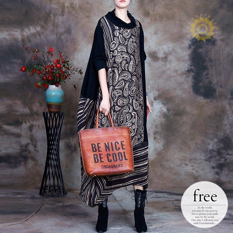 正規 値段通販 ワンピース レディース ロング丈 バンダナ柄 個性的 目に留まる 大人スタイル おしゃれ 体型カバー ブラック 休日 美人 シンプル デート イベント清楚 インターネットセール Www Superavila Com