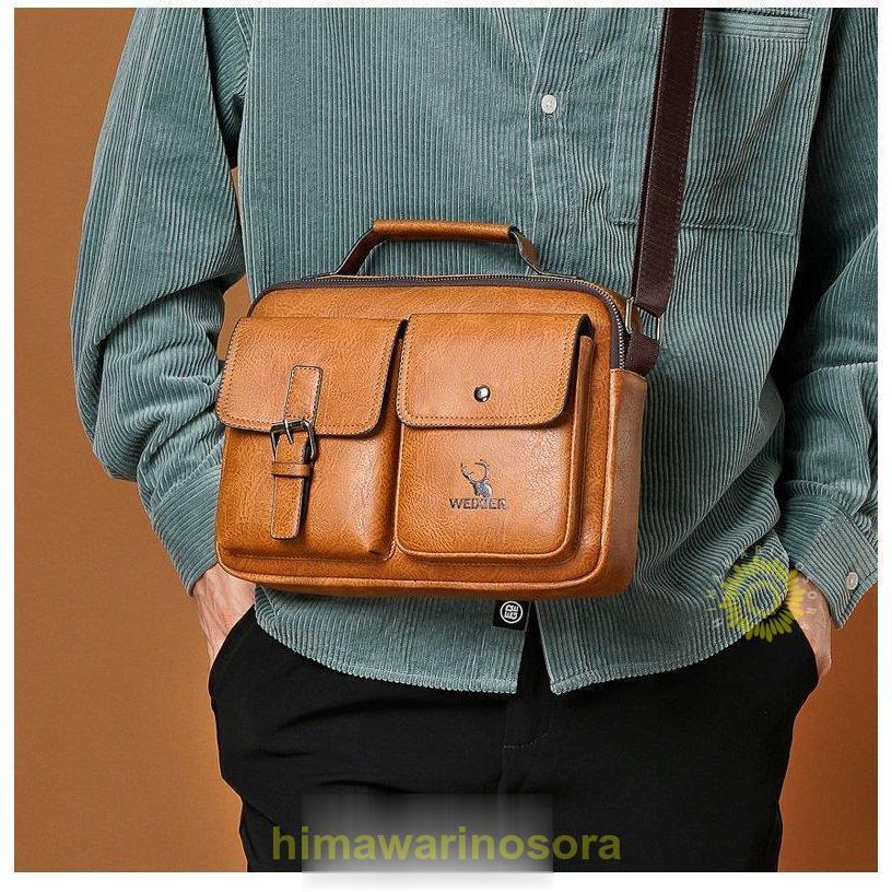 美品　バッグ　ビジネスバッグ　ショルダーバッグ ショルダーバッグ メンズ 斜め掛け 肩掛け 革鞄 撥水 ビジネス